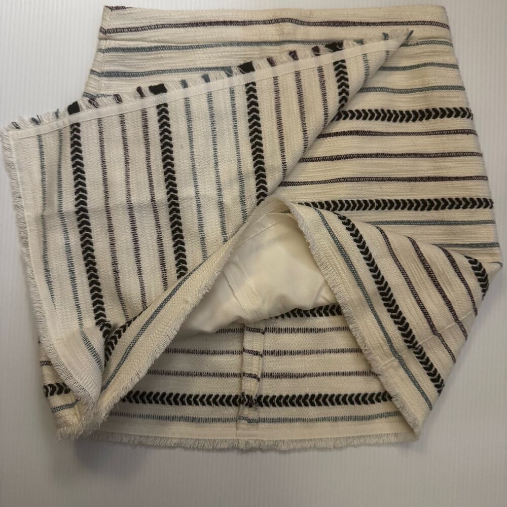 Ann Taylor LOFT Faux Wrap Mini Skirt 0 Cream Striped Euro Summer Vacation Resort - Picture 8 of 16